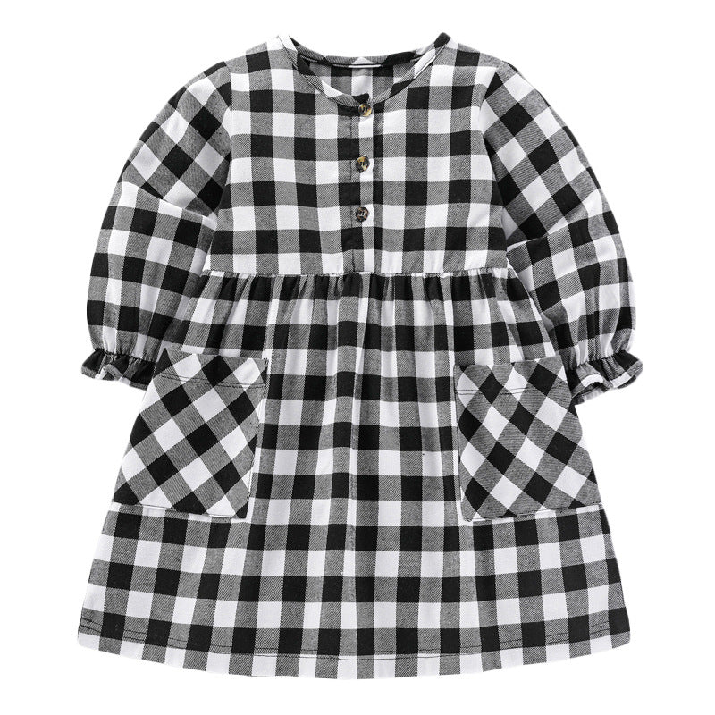 baby girl plaid dress in black